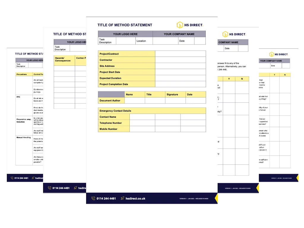 HS Direct method statement template